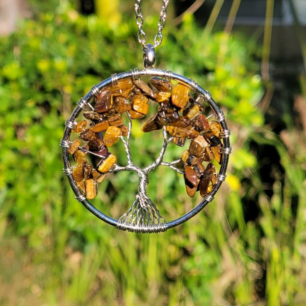 Tiger's Eye Tree of Life Pendant